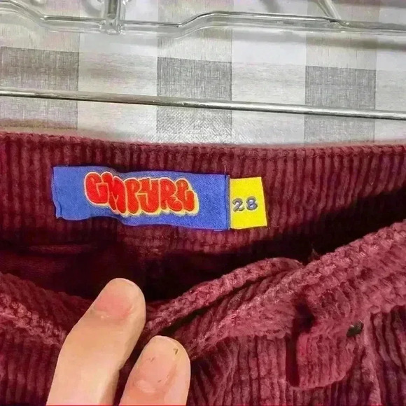 EMPYRE Relax Baggy Corduroy Pants 28 Burgundy Red Skateboard Y2K Inspire Hippie - Picture 2 of 11